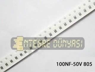 100NF 50V 805 Smd Kondansatör 10% X7R 25 Adet - 1